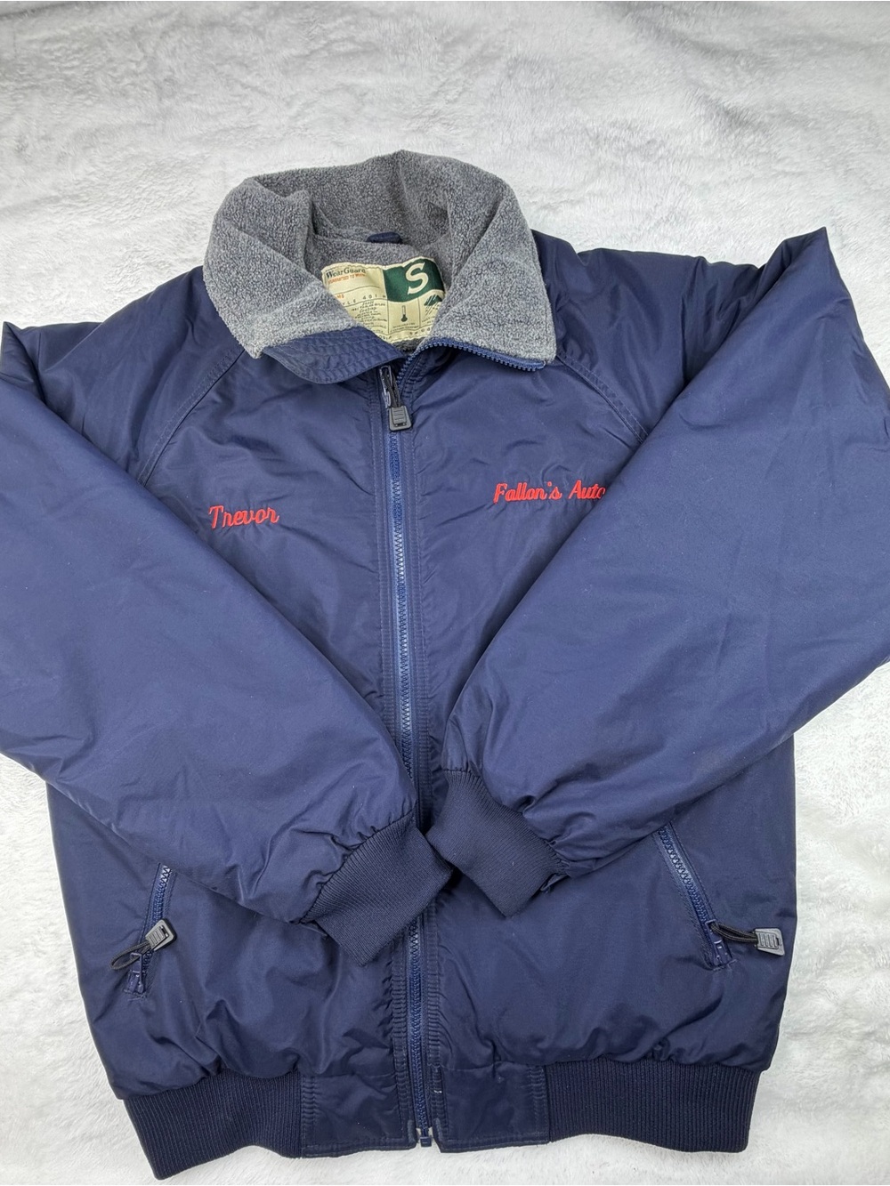 Men's Navy Puffer Jacket with Gray Sherpa Collar